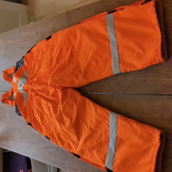 Orange Insulated Reflective Work Overalls Size Large - Picture 2 of 11
